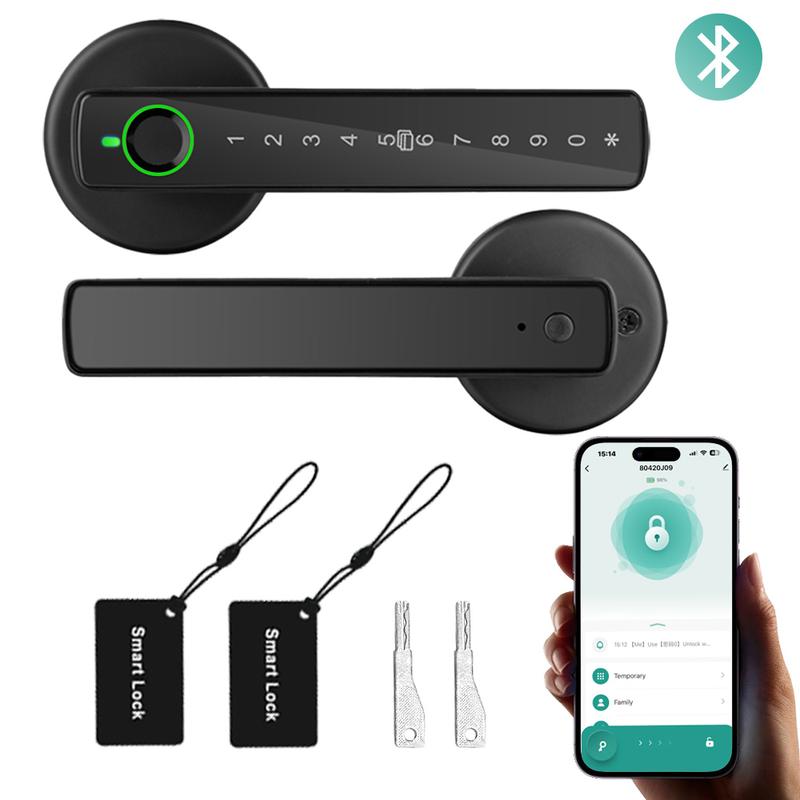 Cerradura de puerta inteligente con huella dactilar, manija de entrada sin llave, tecnología biométrica, perilla de control por aplicación para habitación, garaje, oficina, apartamento, almacenamiento local de datos, cerradura de puerta sin llave, cerradu