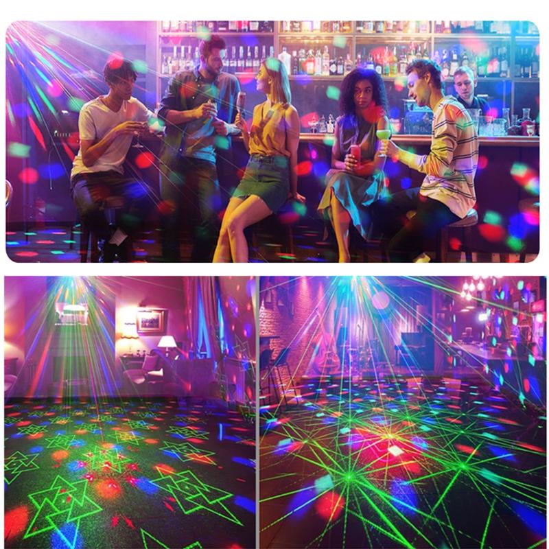 Luces de fiesta disco 4 en 1, 3 luces de discoteca RGB + luces estroboscópicas con patrón rojo y verde para fiestas en casa, habitaciones, bailes, cumpleaños, karaoke, Halloween, Navidad, bodas, espectáculos, clubes, decoración, luces de fiesta, luces de 
