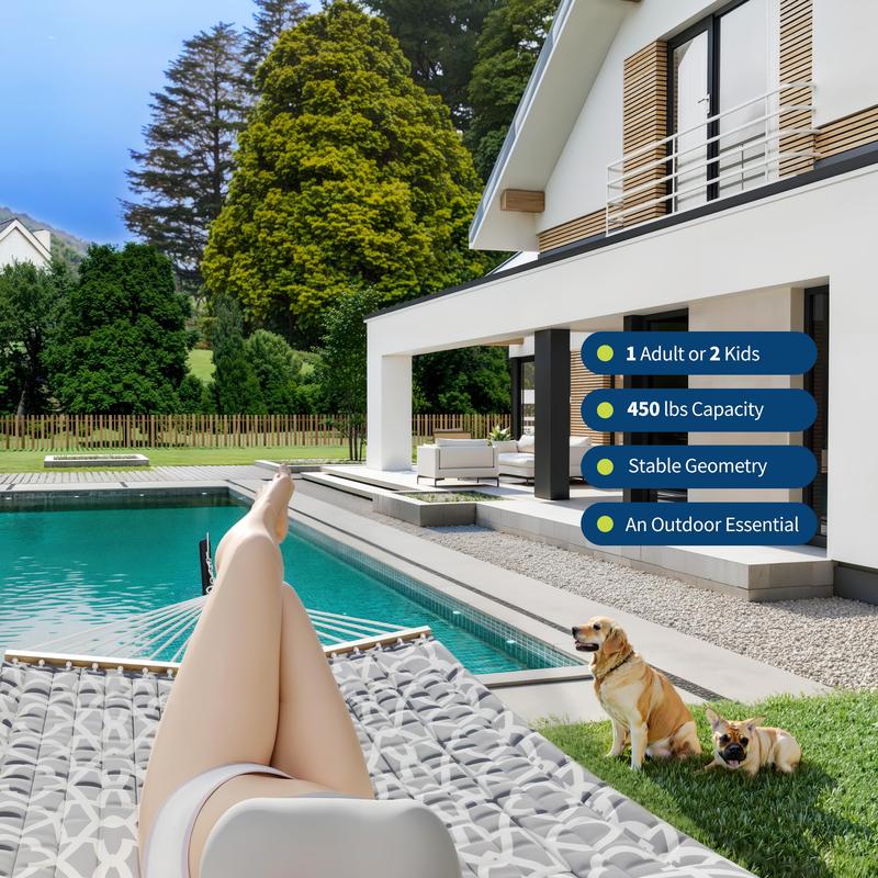 【Oferta de verano】Hamaca doble portátil con soporte, capacidad de 215 kg, diseño portátil con cuerda de equilibrio, para patio, jardín, playa, ambiente veraniego, hamaca para el jardín, muebles de exterior para patio