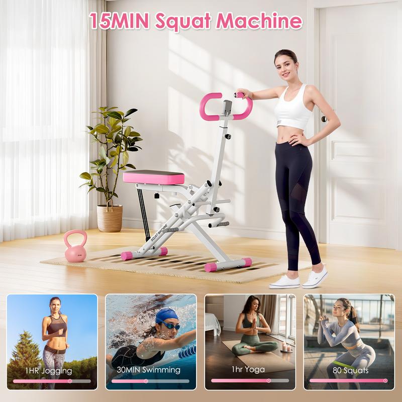 Máquina de sentadillas Dland para glúteos, resistencia ajustable, equipo de ejercicio plegable, máquina de ejercicios para piernas con capacidad de peso de 350 libras para mujeres, máquina de remo, TikTokShopBlackFriday Hiit Killer LCD Display