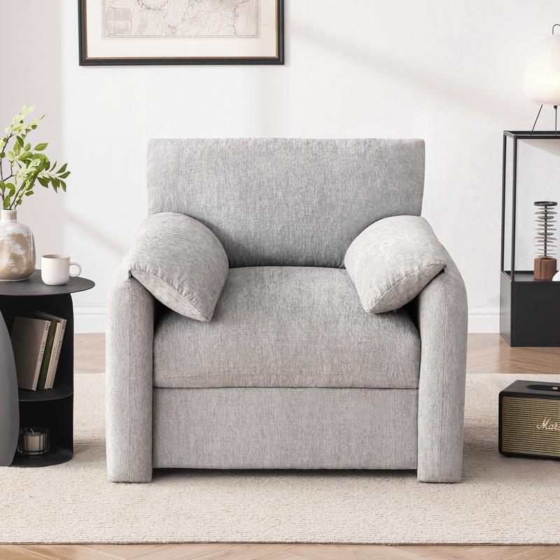 Sillón extragrande de chenilla, 98 cm de ancho, sillas auxiliares para sala de estar y dormitorio, sillón moderno, silla de lectura tapizada de mediados de siglo, silla cómoda para sala de estar, sillón individual tipo sofá