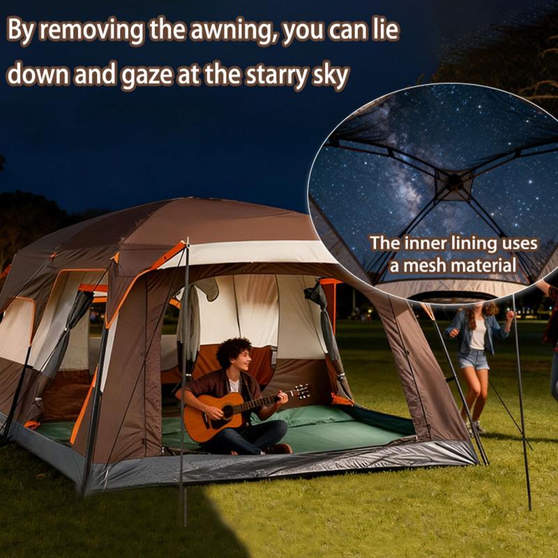 【Artículos esenciales para acampar】Tienda de campaña familiar extragrande 2026 para 10-12 personas, impermeable, de montaje instantáneo, de poliéster Oxford, ligera, con ventanas de malla y doble puerta. Accesorios para acampar al aire libre, senderismo,
