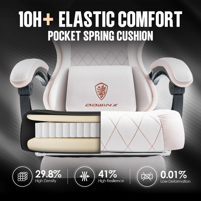 Silla de oficina Dowinx con soporte lumbar para masaje, cojín de muelles y pedales ergonómicos, soporta hasta 136 kg (300 libras).