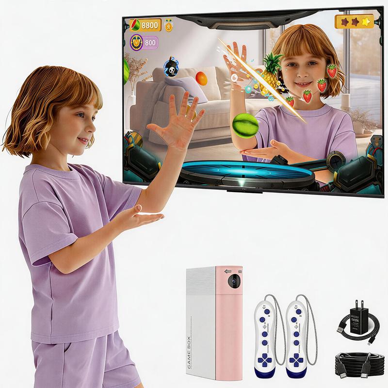 Consola de juegos deportivos de realidad aumentada para niños: último modelo 2026, sistema de videojuegos plug-and-play para TV, ideal para actividades físicas en interiores; noches de diversión interactivas en familia, fiestas y momentos de juego: un exc