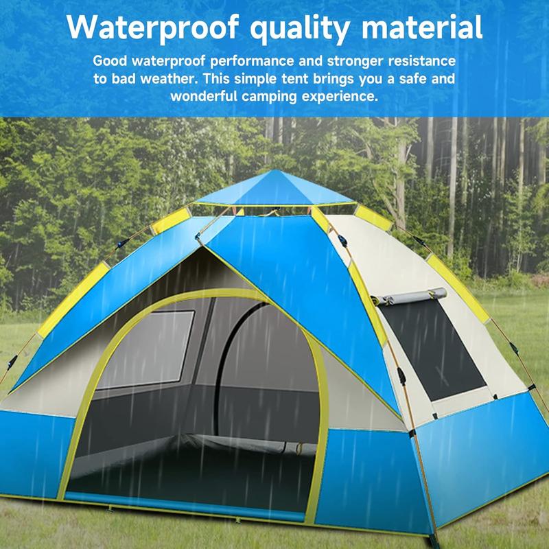 Tienda de Campaña Automática de Instalación Instantánea para 3-5 Personas con Puertas Dobles y Ventanas de Malla Grande 78x78.74x51.2in Verde Impermeable
