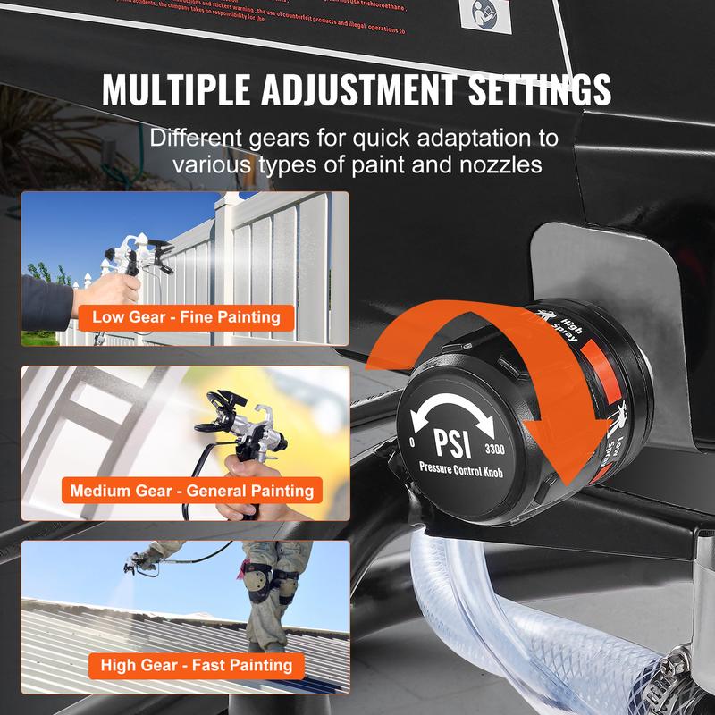 Pulverizador de pintura sin aire de 950 W con soporte, pulverizador eléctrico sin aire de alta eficiencia de 3000 PSI, pulverizador de pintura portátil para interiores y exteriores, muebles y vallas, efecto de pintura fino y uniforme.