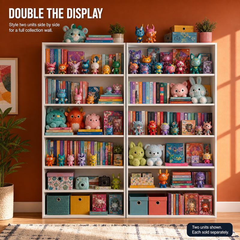 【Almacenamiento y exhibición de 6 niveles】 Librería y estantería independiente delgada IRONCK de 160 cm de altura para el hogar, la oficina y espacios pequeños, color blanco