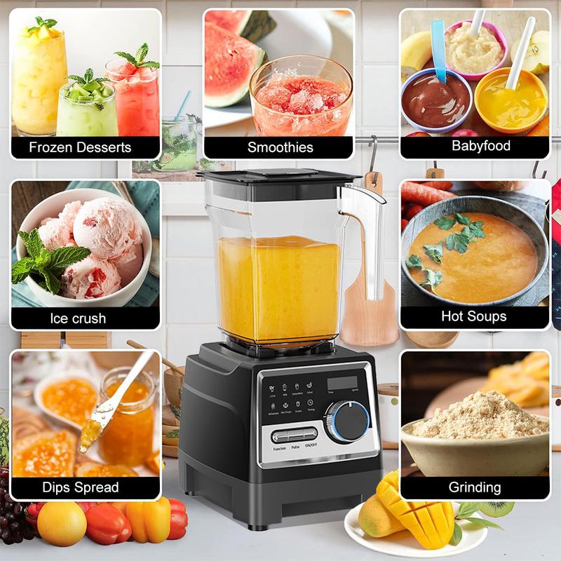 Licuadora profesional SPZTJK, licuadora de cocina de 68 oz, libre de BPA, 2 recipientes, licuadora de mostrador, trituradora de hielo y máx. 1400 vatios/1000 vatios, licuadora y molinillo combinados, batidos/jugos/mantequilla de frutos secos/procesador de