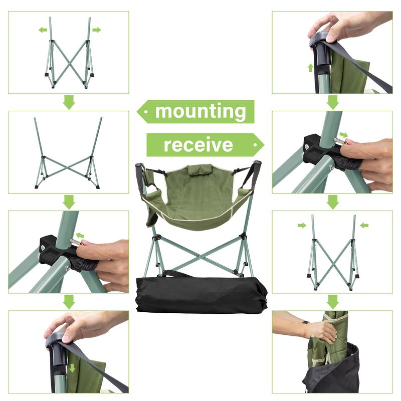Silla plegable de camping, mecedora portátil, plegable para exteriores, construcción robusta y estable de alta resistencia, montaje rápido.