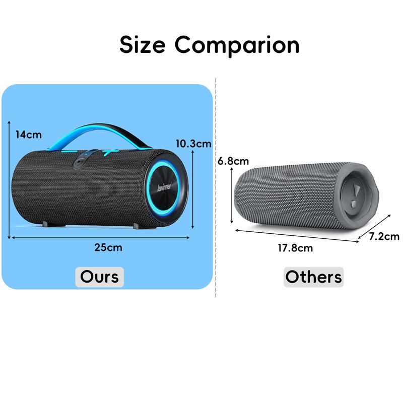 Oferta relámpago Altavoz inalámbrico Bluetooth portátil Lewinner, resistente al agua, 30W*2 altavoces duales, IPX7, portátil, con graves potentes, audio estéreo, luces RGB, emparejamiento TWS, ideal para fiestas en casa y al aire libre, playa. Ideas de re