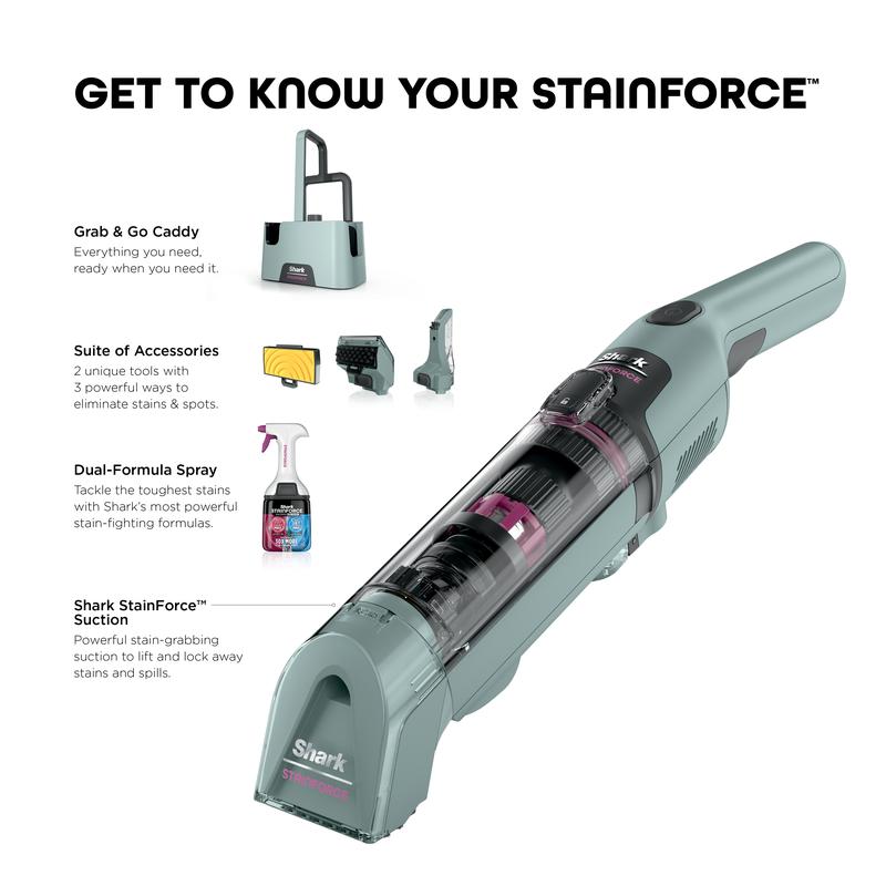 Limpiador de manchas y suciedad portátil Shark StainForce con estuche de almacenamiento y boquilla para ranuras - HX101