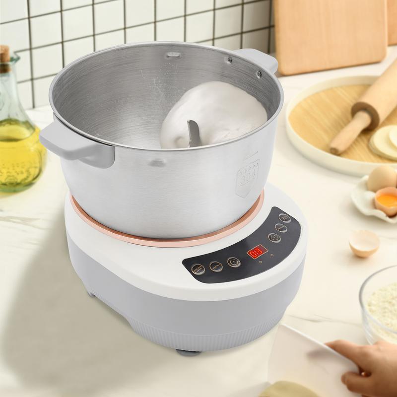 Mezcladora de masa de mesa CNCEST de 5 litros - 110 V 200 W estándar estadounidense, control digital con ajuste de temporizador, acero inoxidable 304 y ABS, función de fermentación, vaso medidor, herramienta separadora de huevos, recipiente liso fácil de 
