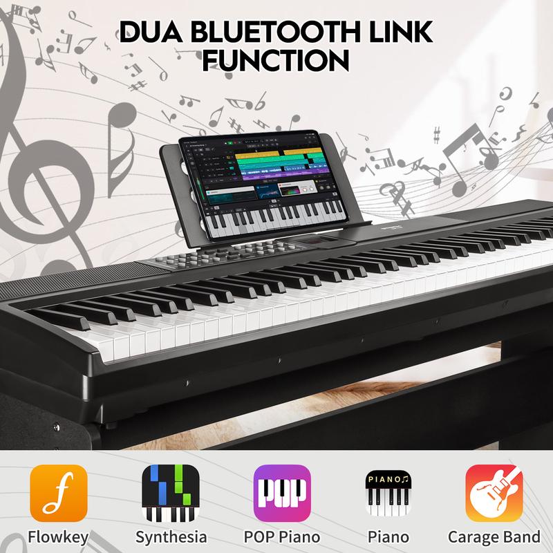 Teclado STRICH de 88 teclas contrapesadas con pedal de sustain, piano digital con acción de martillo, altavoces integrados de 2x15W, teclado de piano eléctrico de tamaño completo compatible con conexión USB-MIDI/inalámbrica, SDP-120 Regalo para el Día del
