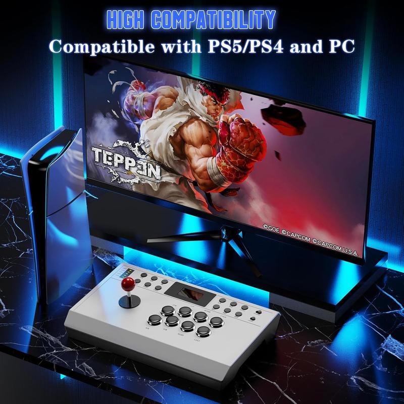 Joystick arcade con cable Nonbliep compatible con PlayStation 5/PS4/PC/Android, para PS5 Fight Stick con función de programación, función turbo, cable trenzado de 3 metros y conexión por cable.