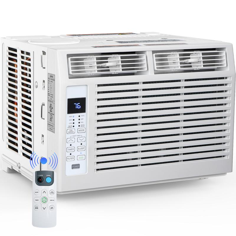 Aire acondicionado de ventana de 5000-14000 BTU, enfría hasta 350 pies cuadrados, 4 modos y 3 velocidades de ventilador, temporizador de 24 horas, control remoto, funcionamiento silencioso, filtro reutilizable summerwins