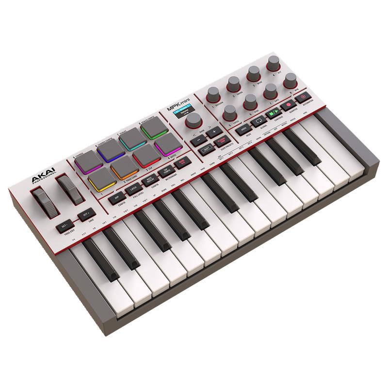 Controlador de teclado MIDI Akai Professional MPK Mini 4 de 25 teclas - Gris