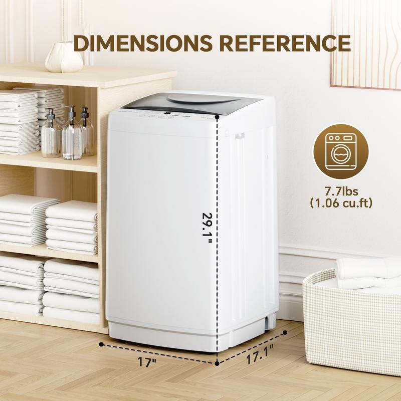 Lavadora portátil, 3,5 kg, lavadora compacta totalmente automática, tambor de acero inoxidable, 10 ciclos de lavado, detección automática de equilibrio, pantalla LED, mini lavadora para el hogar, apartamento o residencia estudiantil.