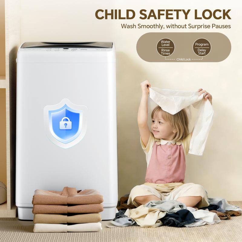 Lavadora portátil, 3,5 kg, lavadora compacta totalmente automática, tambor de acero inoxidable, 10 ciclos de lavado, detección automática de equilibrio, pantalla LED, mini lavadora para el hogar, apartamento o residencia estudiantil.