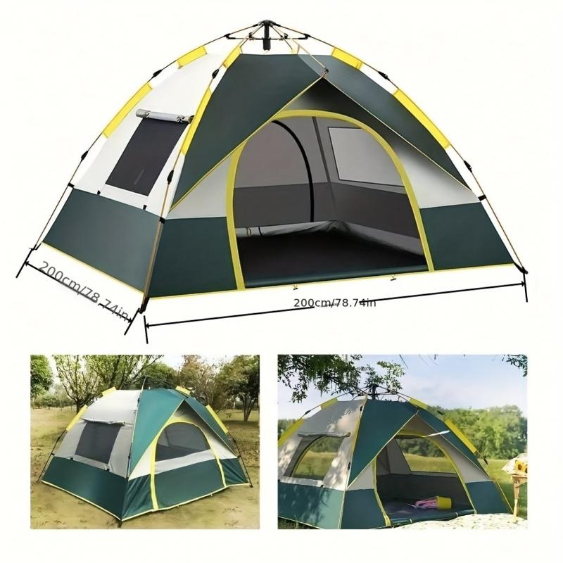 Versión Mejorada Tienda de Campaña 3/4 Personas, Casa de Campaña con 2 Puertas y 2 Ventanas, Material de Doble Capa,Resistente al Agua y al Sol  210*155*120