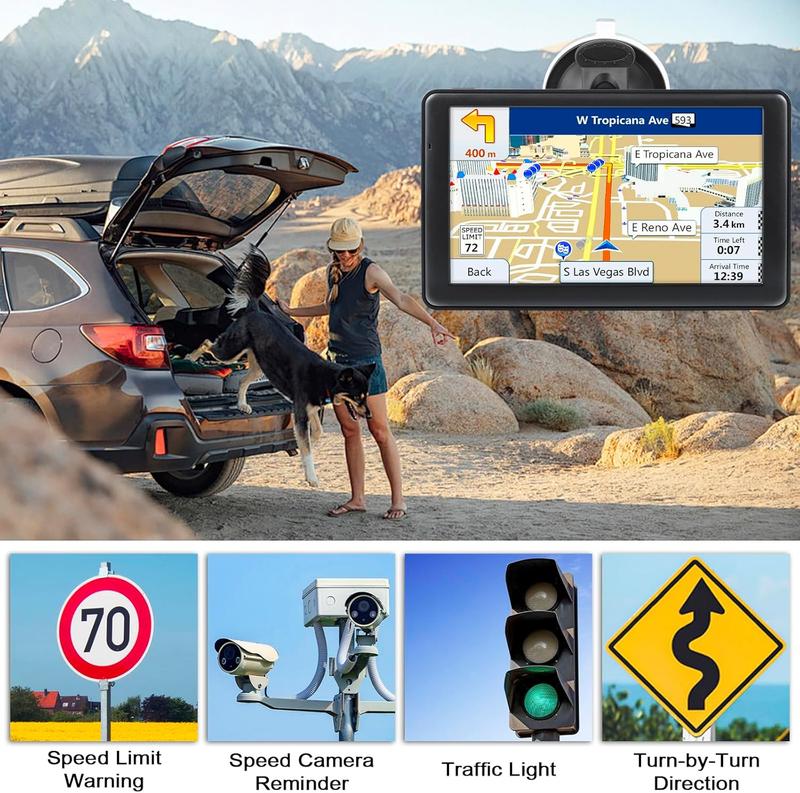 Navegador GPS para camiones con pantalla de alta definición de 7 a 9 pulgadas, sistema de navegación de 12 V para conductores comerciales, accesorios para semirremolques con 2026 actualizaciones de mapas gratuitas de por vida, navegación por voz, alertas 