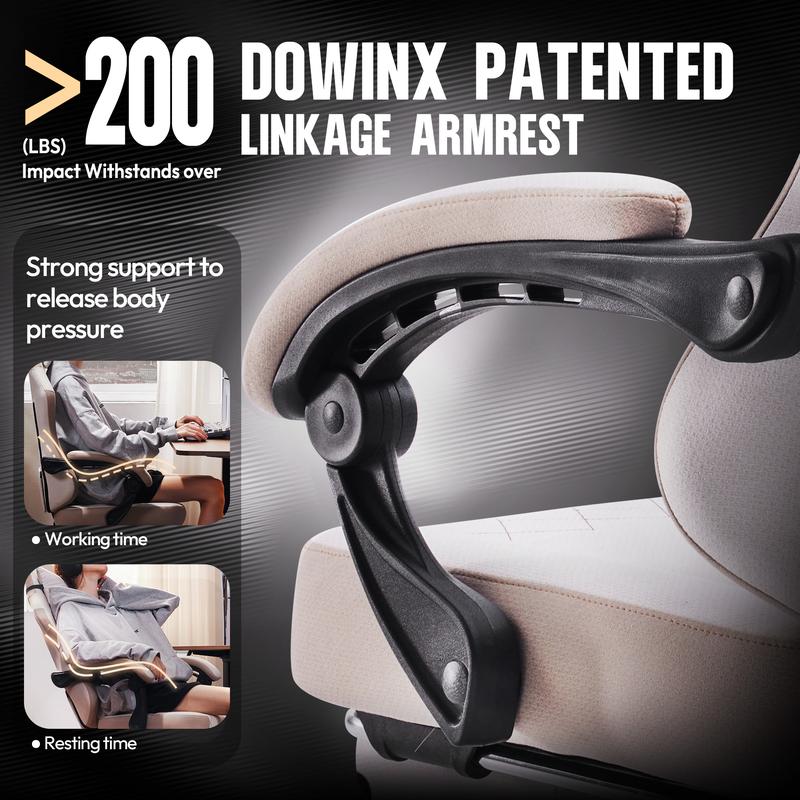 Silla de oficina Dowinx con soporte lumbar para masaje, cojín de muelles y pedales ergonómicos, soporta hasta 136 kg (300 libras).