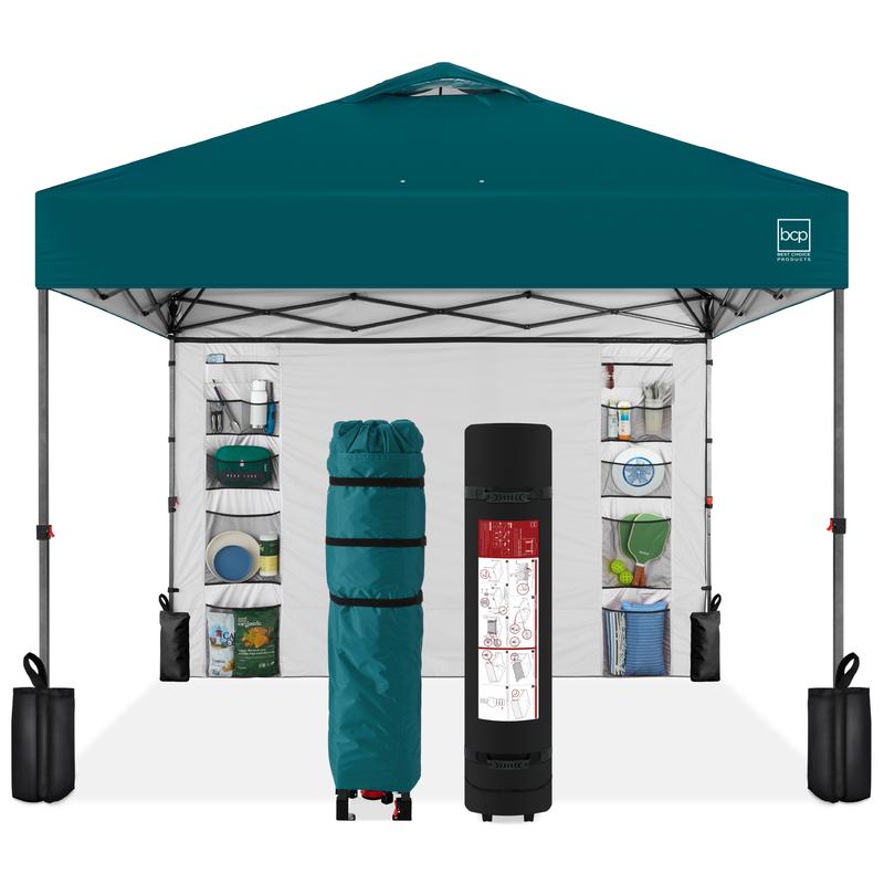 Toldo plegable de fácil montaje de 3x3 metros, tienda portátil con pared lateral, apertura con un solo botón, incluye estuche.