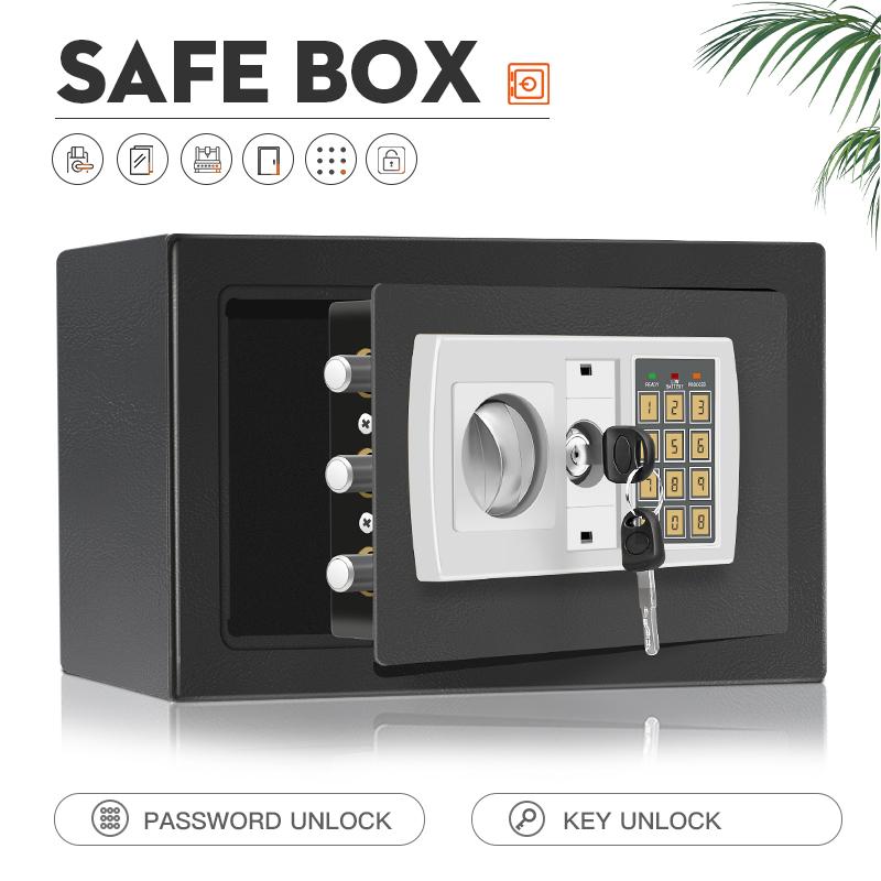 Caja de seguridad electrónica con contraseña, caja fuerte para dormitorio universitario, caja fuerte, almacenamiento, caja de seguridad, cajas fuertes antirrobo. Caja fuerte mecánica para dinero con cerradura de llave. No se incluyen baterías.