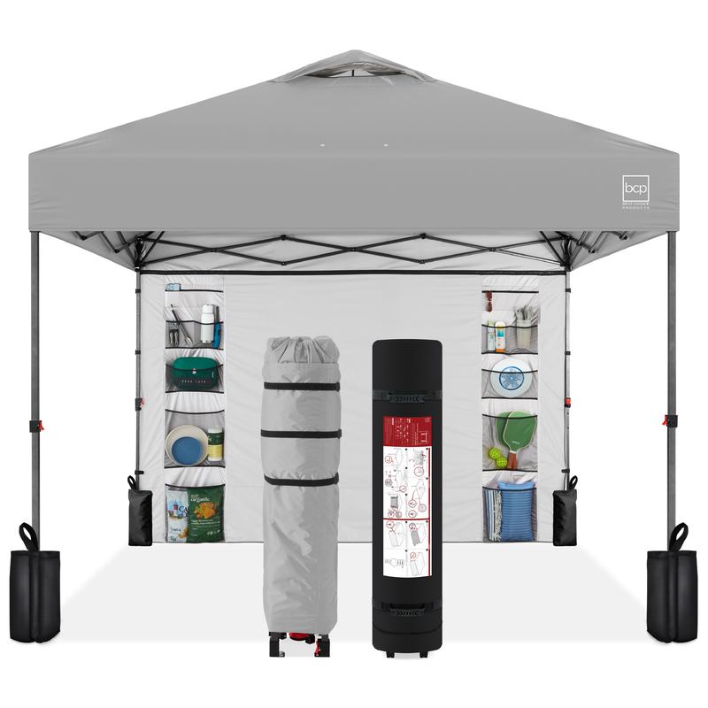 Toldo plegable de fácil montaje de 3x3 metros, tienda portátil con pared lateral, apertura con un solo botón, incluye estuche.