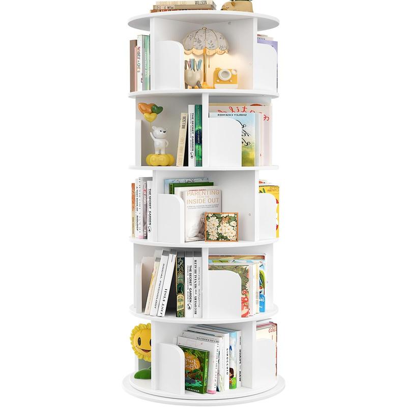 Estantería giratoria Homieasy de 4/5/6 niveles, torre de estantería giratoria de madera con exhibición de 360°, estantería de pie con almacenamiento, estantería giratoria de esquina para espacios pequeños, dormitorio, sala de estudio.