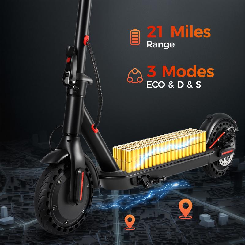 Patinete eléctrico, velocidad máxima de 30 km/h, autonomía de 34 km, motor de 350 W, batería de larga duración, neumáticos macizos de 21,5 cm, apto para subir cuestas, doble freno, control mediante aplicación, patinete plegable y portátil para desplazamie