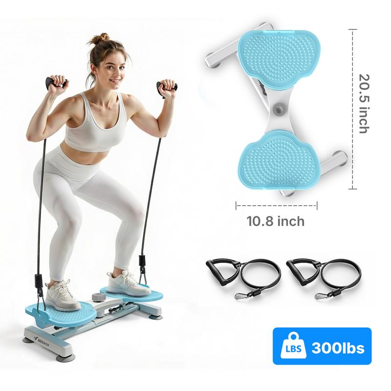 Máquina de torsión de cintura Merach para tonificar abdominales. Se puede usar con los pies separados. Doble superficie antideslizante. Sin ruido. Equipo de ejercicio con rodillo abdominal.