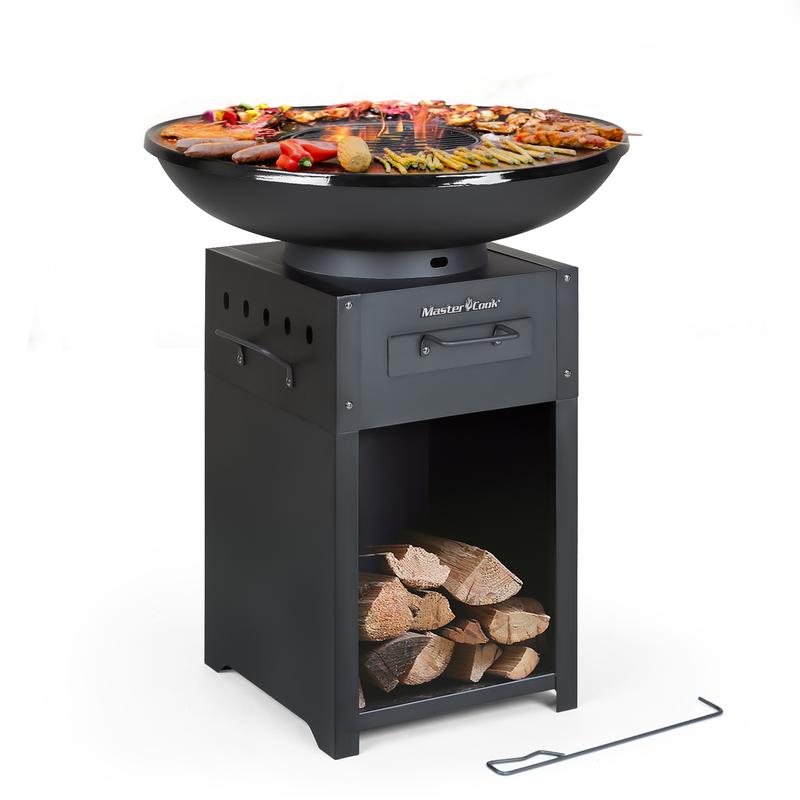 Plancha Asada de Carbón MASTER COOK de 70,3 cm (27,8 pulgadas), Área de cocción de 430 cm² (470 pulgadas cuadradas), Parrilla de Carne Asada con Tapa Metálica, Parrilla de Carbón para Exteriores, Ideal para Barbacoas en el Jardín, Camping y Fiestas.