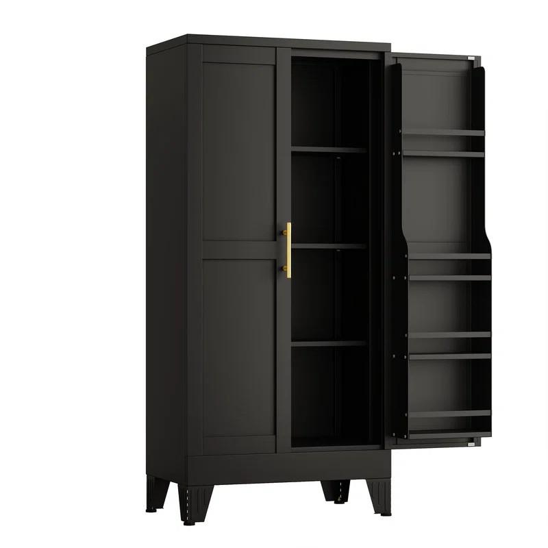 GEITIN Armario de almacenamiento metálico para despensa de cocina de 51,2", armario despensa con puertas y estantes ajustables, armario de almacenamiento de acero para cocina, comedor y sala de estar.