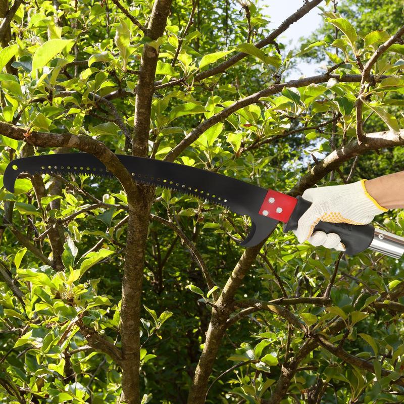 Sierra de pértiga manual para podar árboles, podadora extensible de 3,6/8/9 m, hoja de acero afilada y tijeras, cortador de ramas altas con mangos largos y ligeros de fibra de vidrio de 20 cm, para podar palmeras y arbustos.