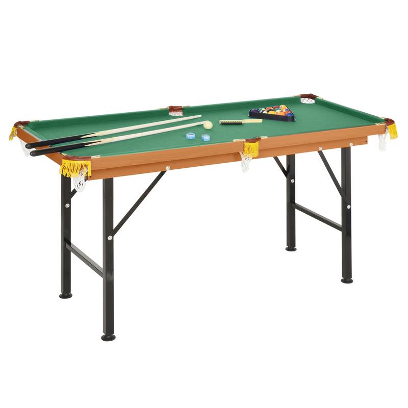 Mesa de billar plegable portátil Soozier de 140 cm (55 pulgadas), tablero de MDF y estructura de pino con superficie de vellón de poliéster, accesorios de ABS y plástico incluidos, para niños y adultos, compacta, incluye tacos y accesorios, patas ajustabl