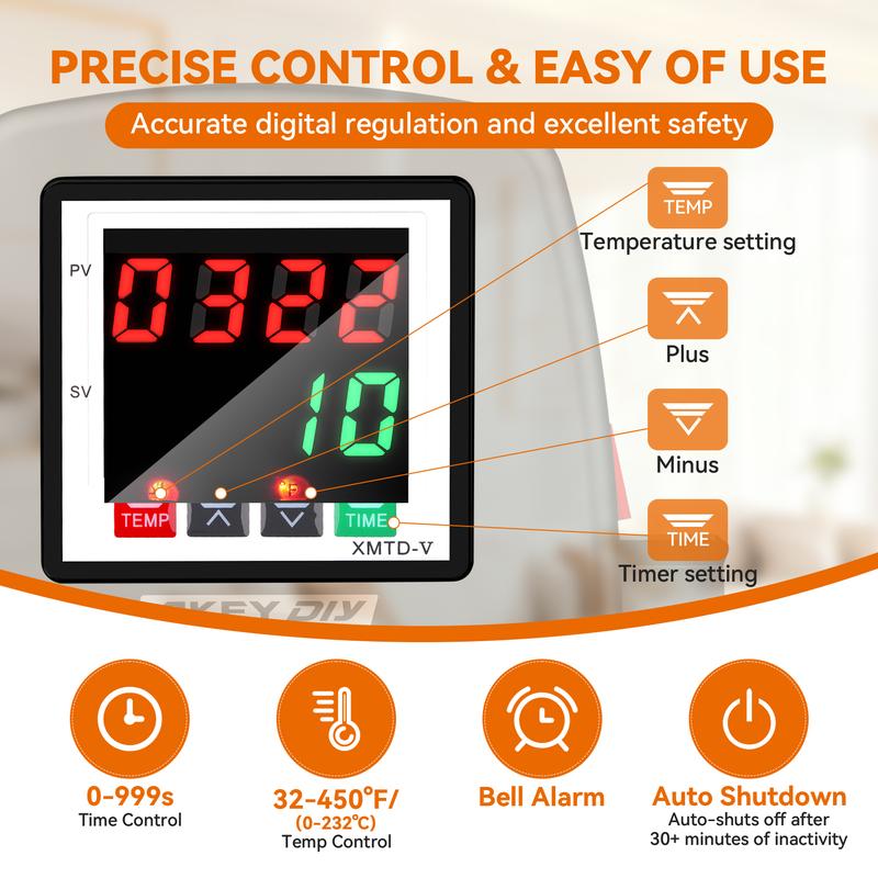 Prensa térmica de sublimación deslizante AKEYDIY de 15 × 15 pulgadas, prensa térmica con tapa abatible, máquina de transferencia digital de grado industrial, calentamiento rápido, adecuada para vinilo de transferencia térmica, funciona para camisetas, bol
