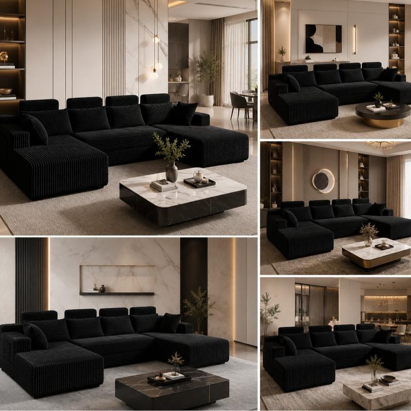 Sofá modular seccional sin estructura, chaise longue extragrande con asientos profundos, sofá cama modular Cloud, no requiere montaje, combinación libre, sofá seccional moderno. Sofá seccional sin estructura. Muebles de sala de estar.