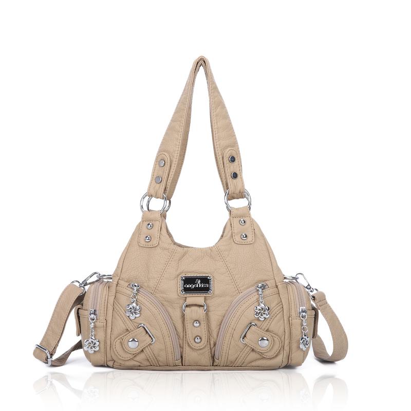 Bolso de mano pequeño y moderno para mujer Angel Kiss - Bolso tote multibolsillos de piel texturizada Vagen con cremallera, bolso de hombro Tramp, bolso Angel Kiss, accesorios para mujer, estilo veraniego