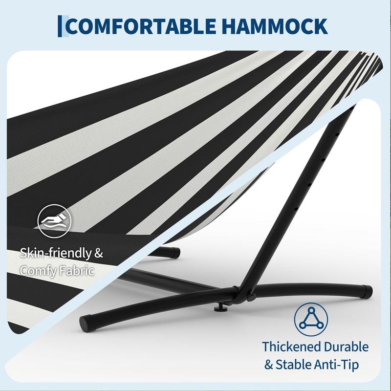 Hamaca portátil para 2 personas con soporte – Acero resistente, ahorra espacio para exteriores/patio, capacidad de 204 kg, bolsa de transporte