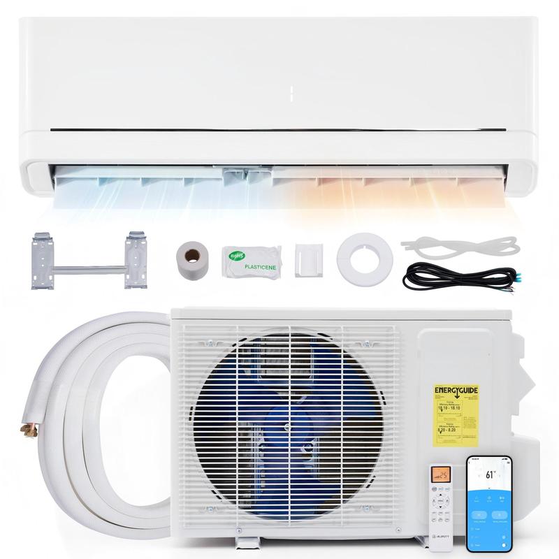 [¡¡¡SE ENVÍA EN 2 CAJAS!!!] Aire acondicionado mini split con bomba de calor de 12000 BTU a 36000 BTU, aire acondicionado inverter sin conductos, enfría hasta 750-2500 pies cuadrados, de bajo consumo energético con autolimpieza, cable de alimentación y to