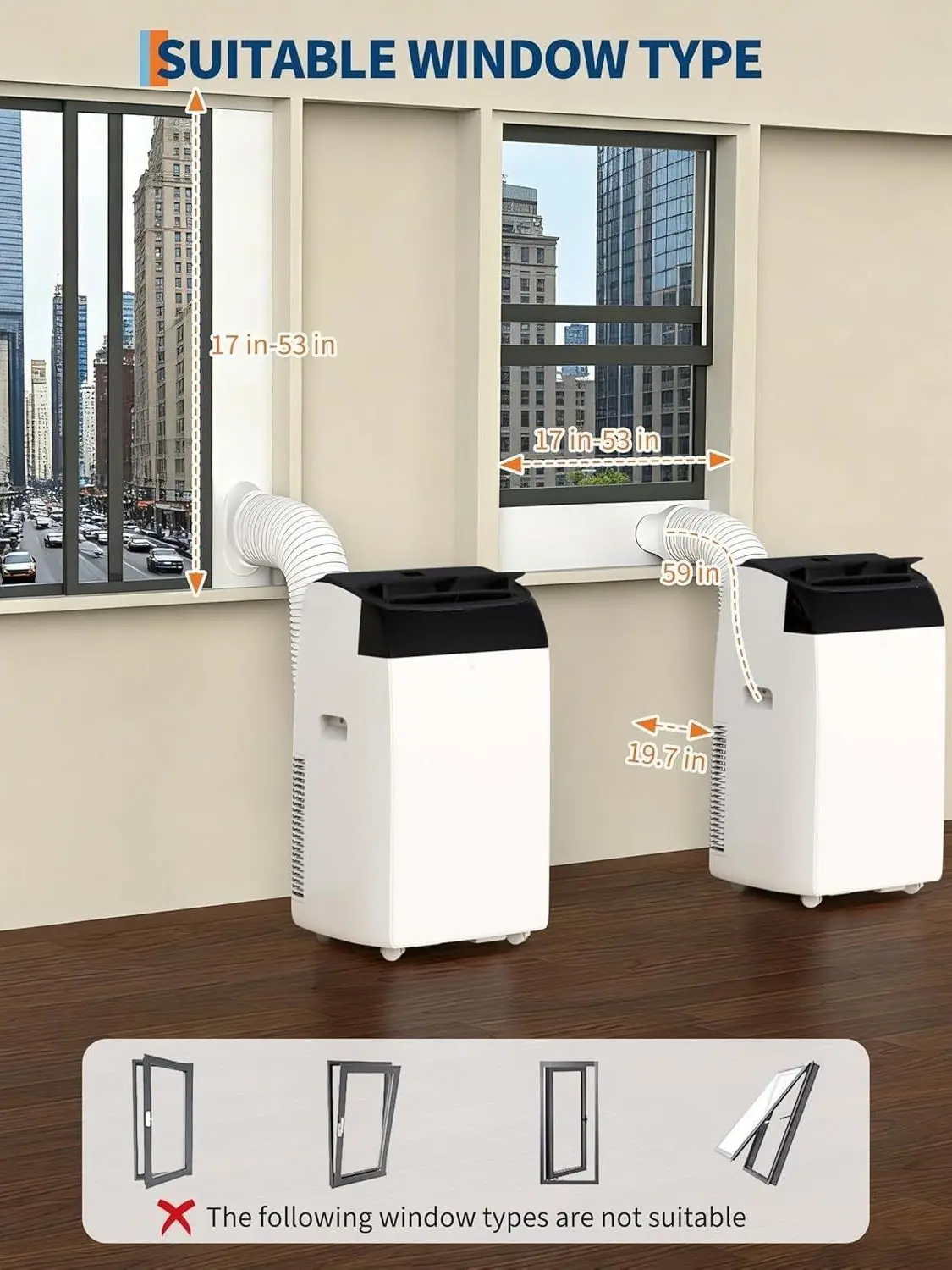 Aire acondicionado portátil de 14 000 BTU con control remoto y temporizador
