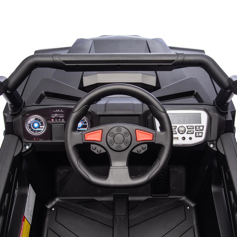 Coche todoterreno infantil UTV de 24 V y 400 W con control remoto, diseño de 4 ruedas, suspensión con amortiguación, luces LED, Bluetooth USB, indicador de batería, rueda motorizada, juguete para exteriores para niños de 3 años en adelante, diseño de cuat