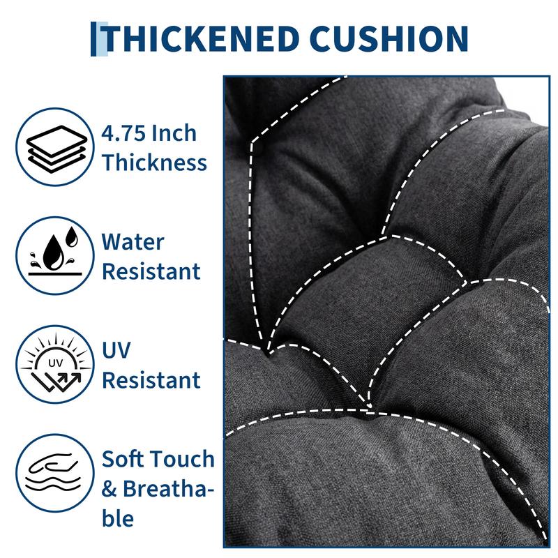 Mecedora Papasan extragrande Garvee, tumbona de ratán para exteriores con estructura metálica resistente, mecedora para interiores y exteriores, ideal para balcón, patio trasero, porche y dormitorio.