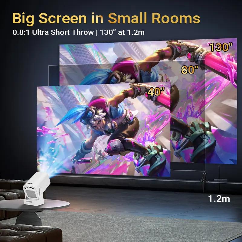 Proyector HY260 Pro con enfoque automático, compatible con 4K, 330 ANSI, Wi-Fi 6 dual, Bluetooth 5.4, resolución 1080p nativa, corrección trapezoidal automática, Android 11, altavoz integrado Allwinner H713, cine en casa, películas al aire libre, Summervi