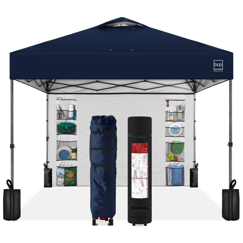 Toldo plegable de fácil montaje de 3x3 metros, tienda portátil con pared lateral, apertura con un solo botón, incluye estuche.