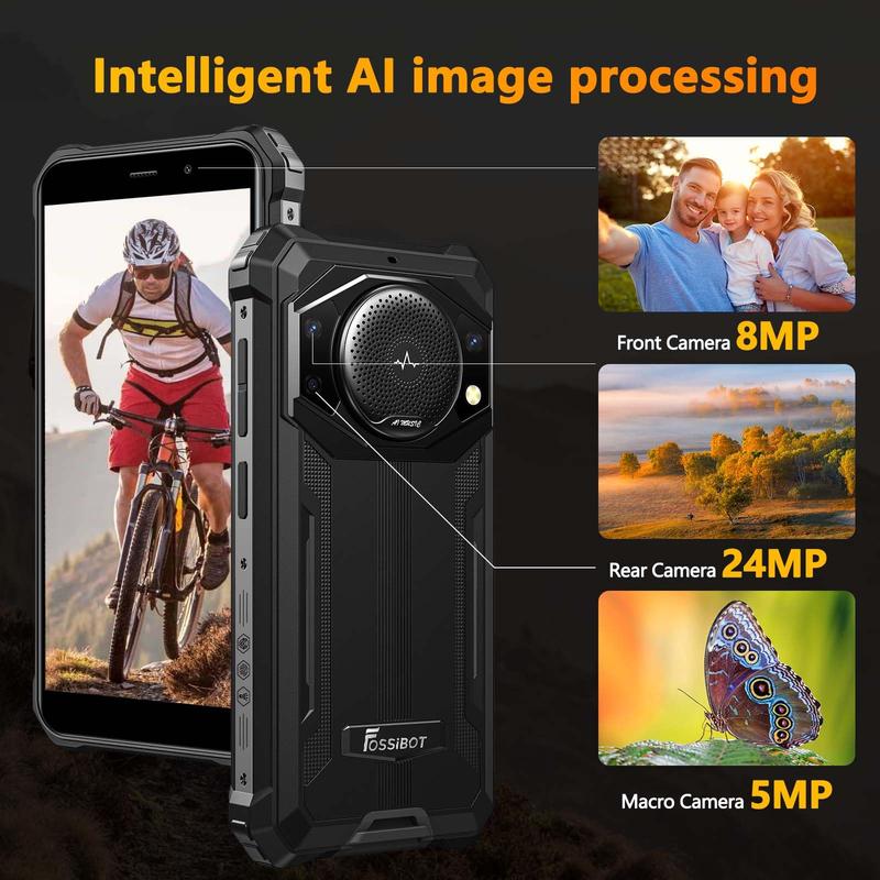 Teléfono resistente FOSSiBOT F101P, Android 13, 7 GB + 64 GB / 1 TB, smartphone resistente, batería de 10600 mAh, teléfono desbloqueado, volumen alto de 123 dB, cámara de 5,45" de 24 MP + 8 MP, smartphone resistente al agua, 4G, doble SIM, OTG, procesador