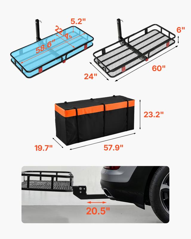 【OfertasParaTi】Portacargas plegable para enganche de remolque de 227 kg (500 lbs) con red de carga