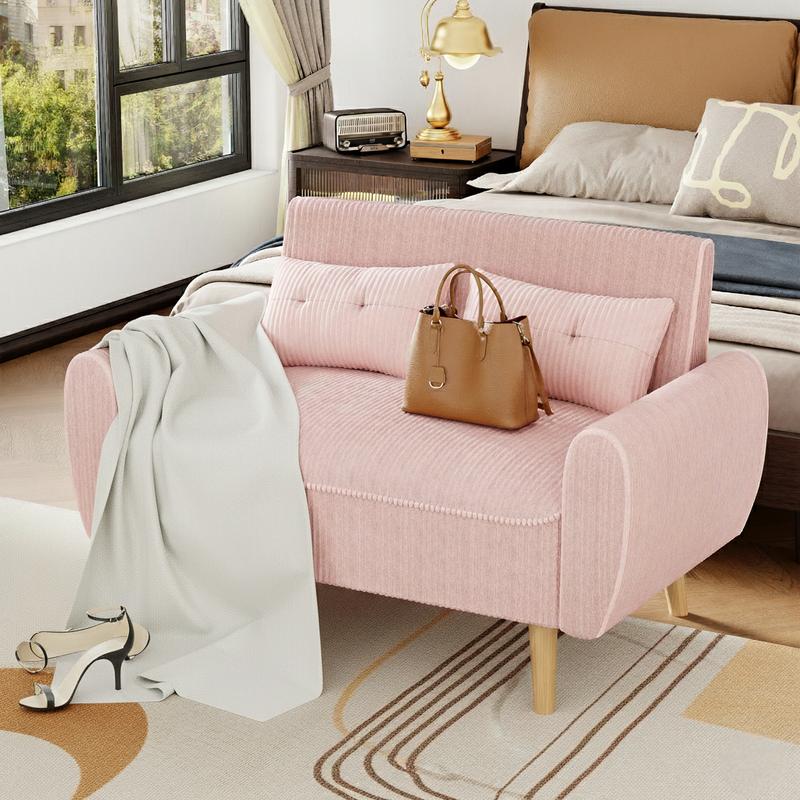 Sofá cama Walsunny Chaise Lounge, sofá de dos plazas moderno y pequeño, sofá diván modular de lujo en tela de lino con cojines de respaldo para sala de estar, apartamento, conjunto de sofá seccional beige