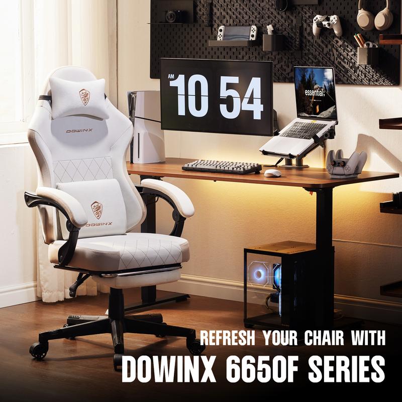Silla de oficina Dowinx con soporte lumbar para masaje, cojín de muelles y pedales ergonómicos, soporta hasta 136 kg (300 libras).