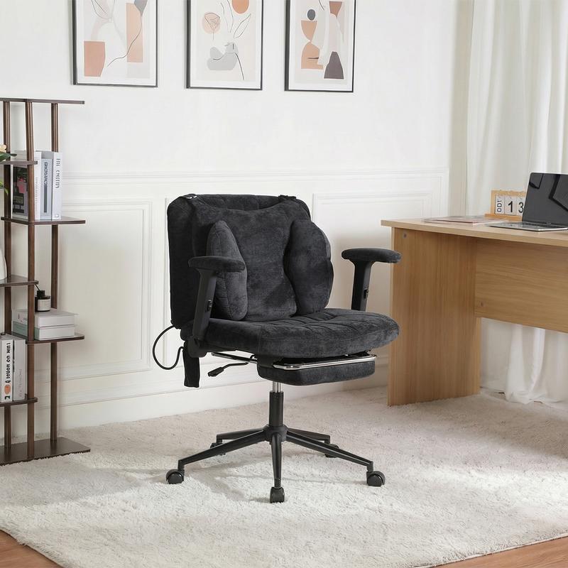 Silla de oficina SOUTTEE con ruedas y reposabrazos, soporte lumbar neumático y reposapiés retráctil, altura ajustable y asiento acolchado ancho. Ideal para oficinas en casa, meditación y vestidores. Artículos esenciales para dormitorios y decoración del h